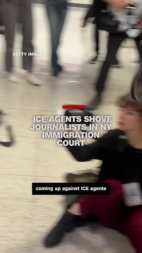 At least one journalist was injured after a reporter was grabbed and another was shoved by masked Immigration and Customs Enforcement agents at a New York City immigration court. One journalist left the building on a stretcher. CNN's Priscilla Alvarez reports. #cnn #news