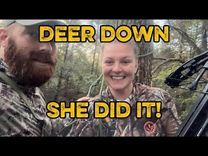 First deer! She did it! #archery #hunting #bowhunting