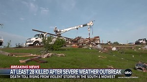 At least 28 people have been reported dead across several states in an expansive outbreak of severe weather from the Heartland to the East Coast, with more potentially powerful storms in the forecast. Alex Stone has more. | ABC World News Tonight with David Muir