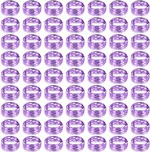 Hortsun 100 Packs Fairy Lights Battery Operated 3 Speed Modes, 7 Ft/ 2 M 20 LED Battery String Mini Waterproof Wire Twinkle Lights Bulk for Wedding Party Birthday Vases Decor (Purple Light)