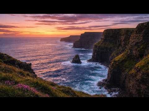 10 Hours Atlantic Ocean Cliffs and Wild Coastlines 4K. Nature Screensaver Slideshow. No Ads
