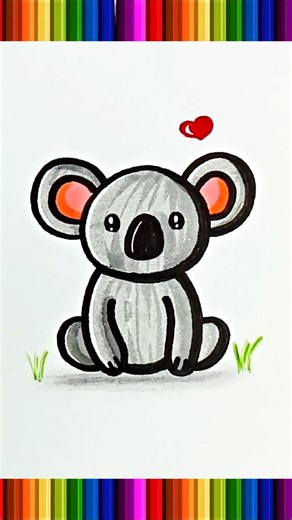 Easy Koala Bear Drawing Guide🐨🐼💕😍 #trending #drawing #shorts