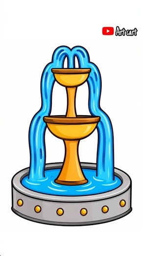 How to draw easy cute Fountain #DreamTrackAI #shorts #shortvideo #drawing #art #tutorial #shortsfeed