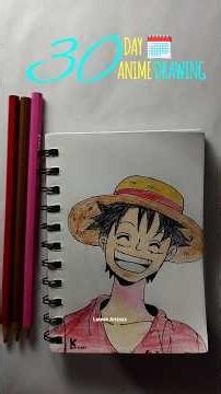 [Day-4] of 30 days 30 anime drawing challenge, Luffy drawing #shorts#luffy#animeeart#att#drawing