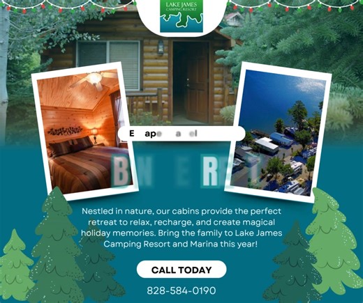 🎄🏠 Nestled in nature, our cabins provide the perfect retreat to relax, recharge, and create magical holiday memories. Bring the family to Lake James Camping Resort and Marina this year! ✨ Call and book a cabin today! 📞 828-584-0190 #LakeJames #ExploreNC #BlueRidgeMountains | Lake James Camping Resort & Marina