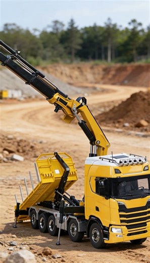 770S 1/14 RC Hydraulic 5-Axle Dump Truck, Crane & Timber Flatbed | 10x10 All-Drive | 3-Speed Gearbox