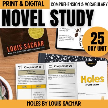 Holes Louis Sachar Novel Study Book Chapter Comprehension Questions Activities