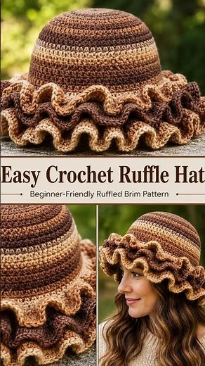 Easy Crochet Ruffle Hat Free Pattern for Beginners #crochetpattern #handmadecrochet
