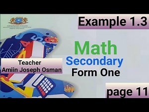 Math Form One Example 1.3