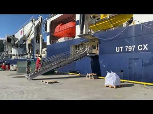 Undertun 12m tilt gangway on Island Victory leaving port