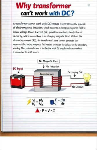 why transformer does not work on DC#shorts#science#electrica#physics#maintenance#transformer