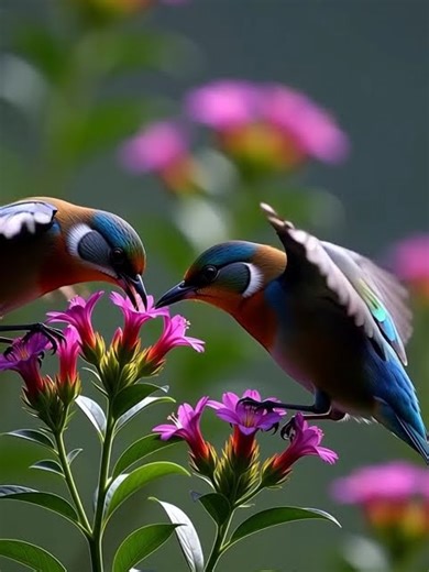The beautiful birds flying in the flower #beauty #flower #nature #bloom
