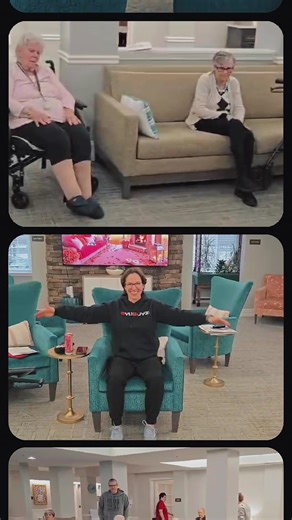 Who thought assisted living meant slowing down? 👀🌸 #BloomAtMorningside #HowWeBloom #workout #seniorliving #activeaging