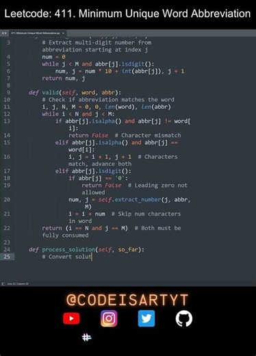 Leetcode 411. Minimum Unique Word Abbreviation in Python | Python Leetcode | Python Coding Tutorial