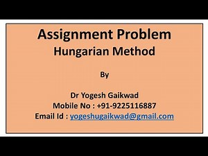 03 Assignment Problem Hungarian Method