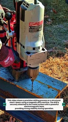 ‎Magnetic Drill Machine Drilling a Steel I-Beam | Precision Metalworking ⚙️🔩