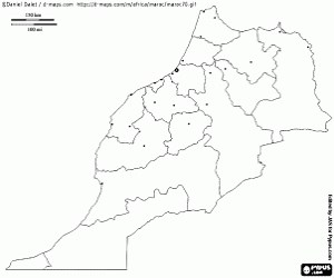 Morocco map coloring page printable game