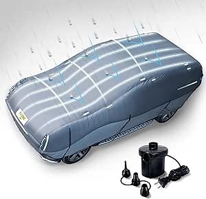 Thicken Inflatable Hail Protector Car Cover, Full Car Cover Protector Anti-Hail Car Cover for Sedans SUV Length Between 166"-198''(with Air Pump)