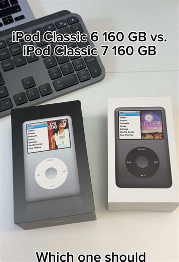 Silver 6th thick version vs grey 7th thin version #ipod #ipodclassic #apple #2000s #spotify
