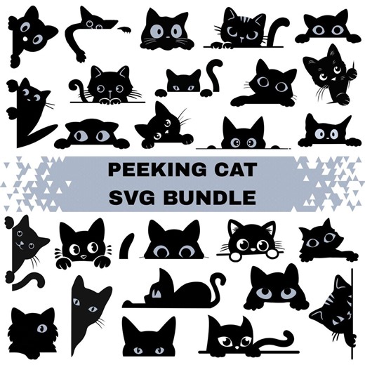 Peeking Cat Clipart Bundle, Cricut Silhouette Cut Files (instant Download) - Etsy