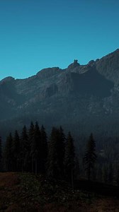 A view of a mountain range at night