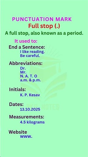 Punctuation mark / Full stop (.) / #punctuation