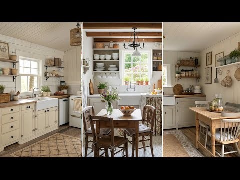 Small Vintage Farmhouse Kitchen Ideas | Design & Organization for Tiny Spaces.