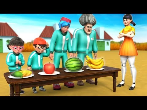 Scary Teacher 3D vs Squid Game | Escondidas: Desafío de Encontrar la Fruta Oculta | VMAni Funny