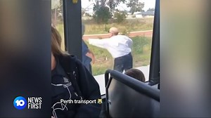 A Transperth bus driver has been stood down after being filmed yelling and threatening young passengers. The video appears to show the driver getting off the bus to confront a schoolboy before pushing the teenager in the chest. | 10 News Perth