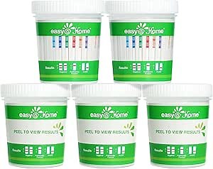 Easy@Home 12 Panel Drug Test Cup Kit with Temperature Strip-Testing OPI2000, THC, COC, MET/mAMP, OXY, AMP, BAR, BZO, MTD, MDMA, PCP, TCA- Instant Urine Test- ECDOA-7124-5 Pack