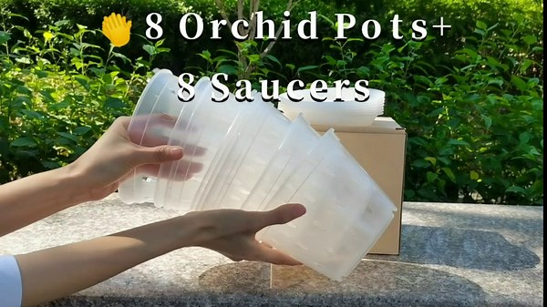 Orchid Pot, 7 Inch 8 Pack Orchid Pots with Holes and Saucers, Clear Plastic Plant Pot Indoor