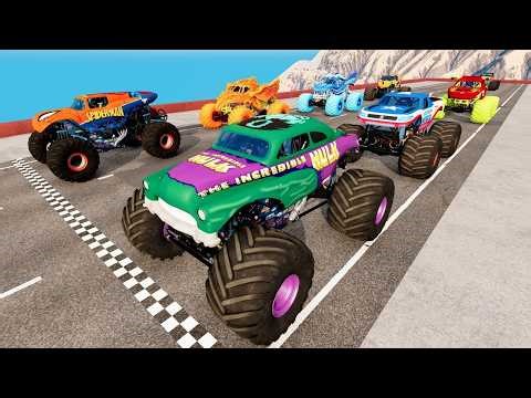 El Toro Loco & Hulk Monster Jam Racing, Freestyle, and High Speed Jumps BeamNG Random