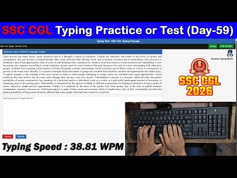 SSC CGL Typing Practice Day- 59 | 38.81 WPM with 98.38% Accuracy #typingmitra #raushantypingmaster