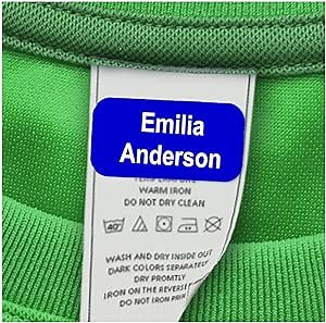 60 Clothing Tag Labels, Laundry Safe Labels for Clothing, Personalized with Your Name (Blue)