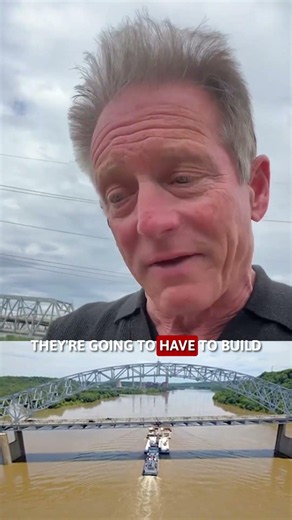 Construction barge carrying equipment arrives for Brent Spence Bridge project