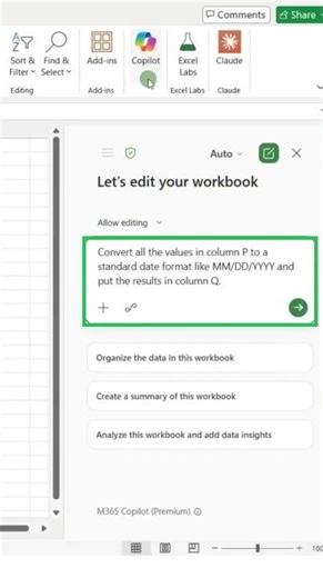 Use Copilot to Convert Inconsistent Text Dates