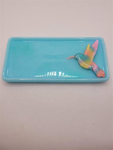 Hummingbird Tray, Resin Tray, Catchall Tray, Resin Tray, Blue Candy Dish, Bird Decor, Desk Accessories, Whimsical Resin, Spring Tray - Etsy