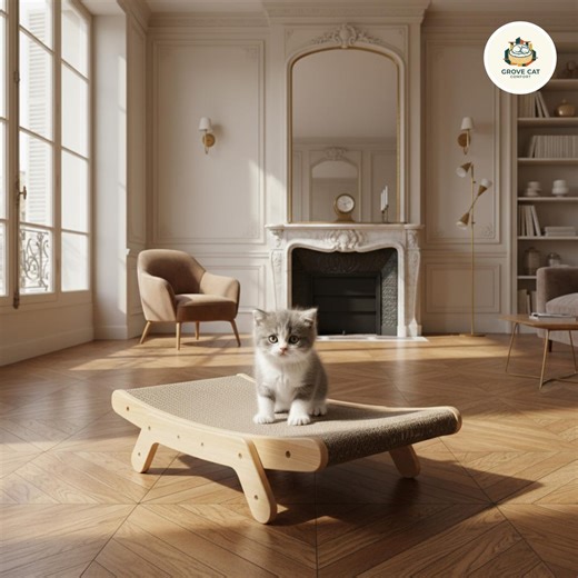 Small 3-in-1 Wooden Cat Scratcher Bed With Frame | 30 - Etsy