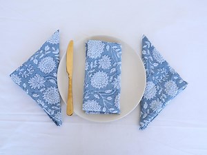 100 Pcs Dusty Blue Printed Napkin 100% Cotton Napkins Hand Block Wedding Napkin Eco/earth Friendly Reusable Napkins Table Cloth Boho Napkins - Etsy