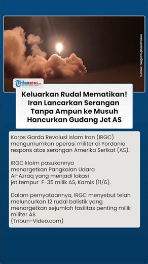 Memanas! Pangkalan Udara Al-Azraq Kandang Jet Tempur F-35 AS Digempur Iran, Balas Serangan Musuh
