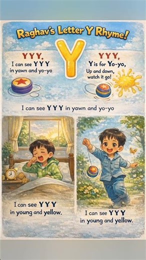 Big Y, Big Smile 💛 | Letter Y Phonics | Raghav Learning Fun ✨ 🥱🪀🌱👦🟡 #alphabetfun #lettery #playlearn