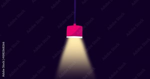Cartoon lamp pendulating. Business style house or office interior light lamp good for explainer. Flat vector simple business style infographic seamless loop animation 4k video. Stock Video