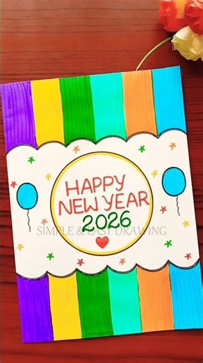 Happy New Year 2026 Card Making 💖 #shorts #newyearcard #youtubeshorts
