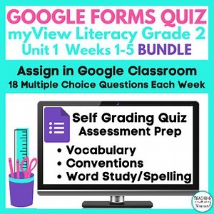 myView 2nd Grade Unit 1 Weeks 1-5 BUNDLE Google Forms Quiz Assessment Practice