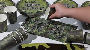 170Pcs Army Birthday Party Supplies Camo Birthday Plates and Napkins Cups, Fork, Tablecloth Army Tank Camouflage Tableware Set for Boy Camouflage Hunting Military Bday Party Decorations Serves 24