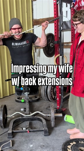 Impressing my wife with back extensions While weight of my world on my back 🦯 🌎 Code BLIND @Raskol apparel for clothes @Psycho_Pharma for supplements @Boostcamp App for programs #gym #fitness