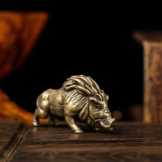 Vintage Brass Wild Boar Figurine, Antique Pig Statue, Retro Tiny Animal Statuette, Good Luck Charm, Housewarming Gift, Rustic Cabin Decor - Etsy