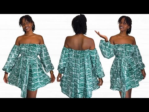How to Sew a Simple Off-Shoulder Dress with Long Sleeves | Easy Beginner Sewing Project
