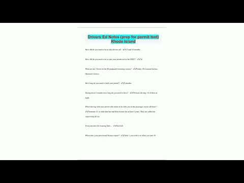 Drivers Ed Notes prep for permit test Rhode Island44