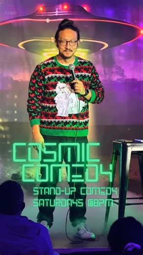 The Laugh Track on Instagram: "🚨 WARNING: ALIEN INVASION IMMINENT 👽 Luckily they’re only here to make us laugh! 🎟️ Get your tickets for this week’s installment of Cosmic Comedy while you still can! 🔗 https://cosmic-comedy.com/tickets #standupcomedy #missionsf #comedy #sanfrancisco #missiondistrict"
